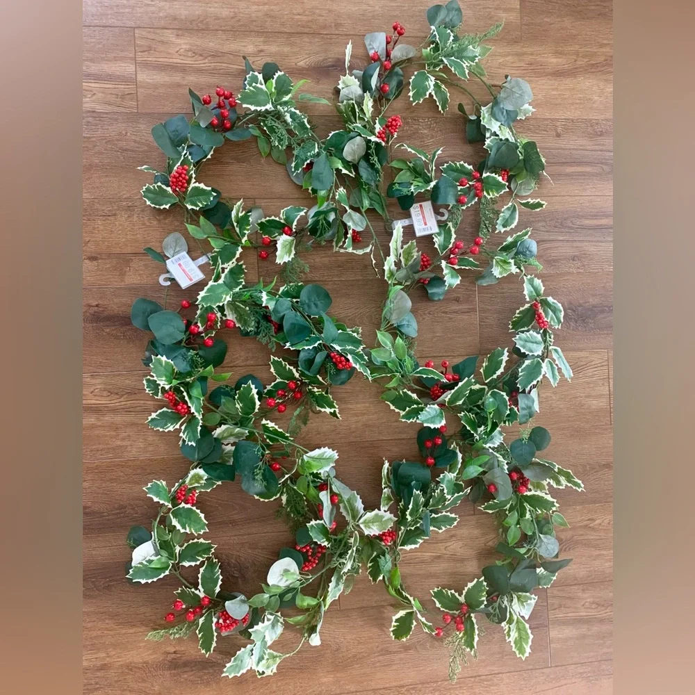 6 Holly Berry Christmas Garlands about 6ft